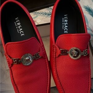 Neiman Marcus Red Leather Loafers